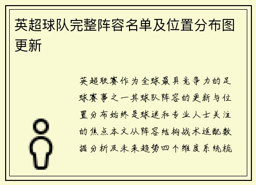 英超球队完整阵容名单及位置分布图更新